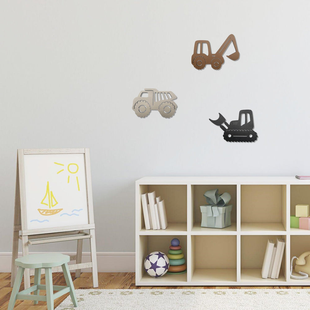 Ajqiomh Construction Trio road-roller wall decor creates a bold statement.