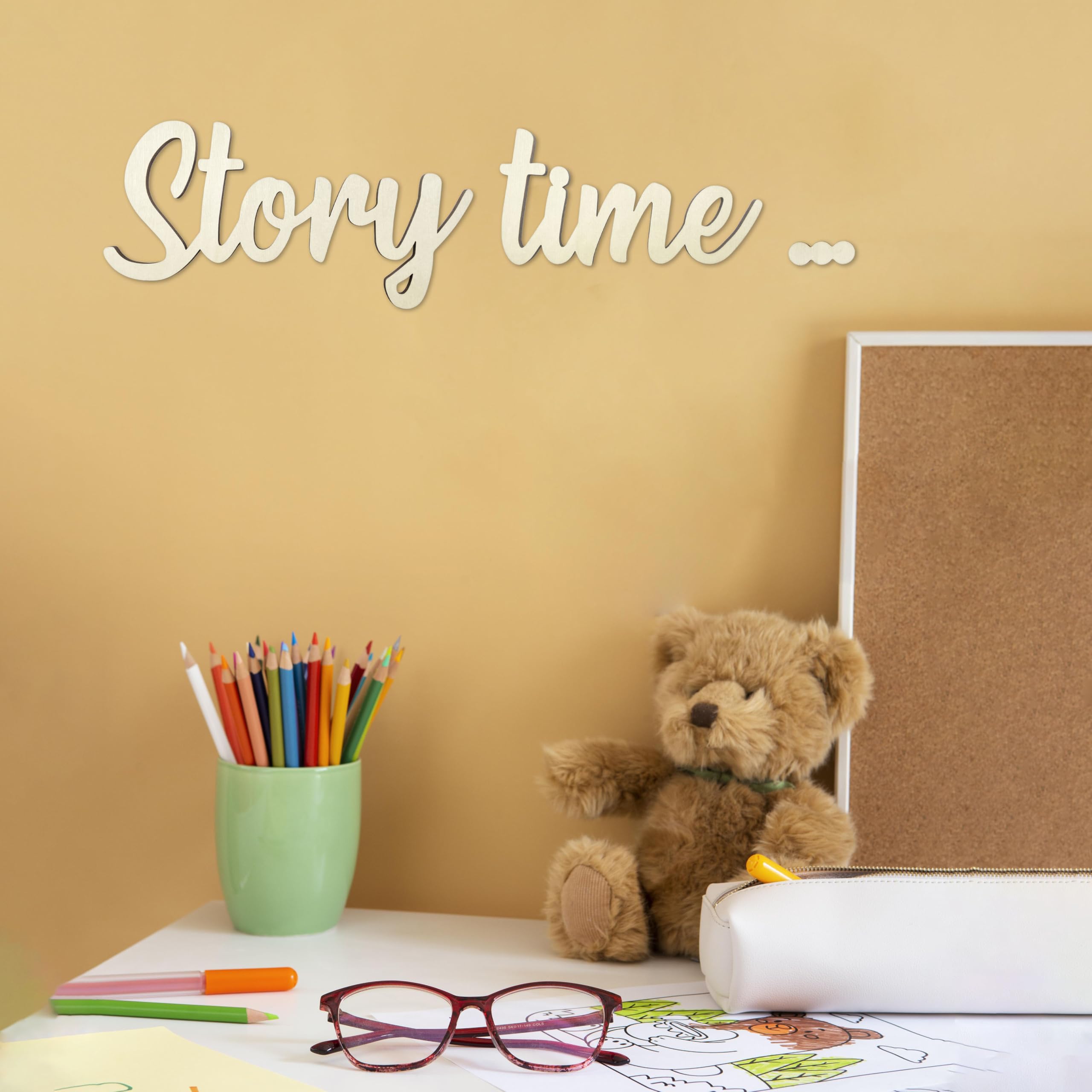 Ajqiomh Story Time Reading Nook wood letters wall art fosters cozy reading corners.