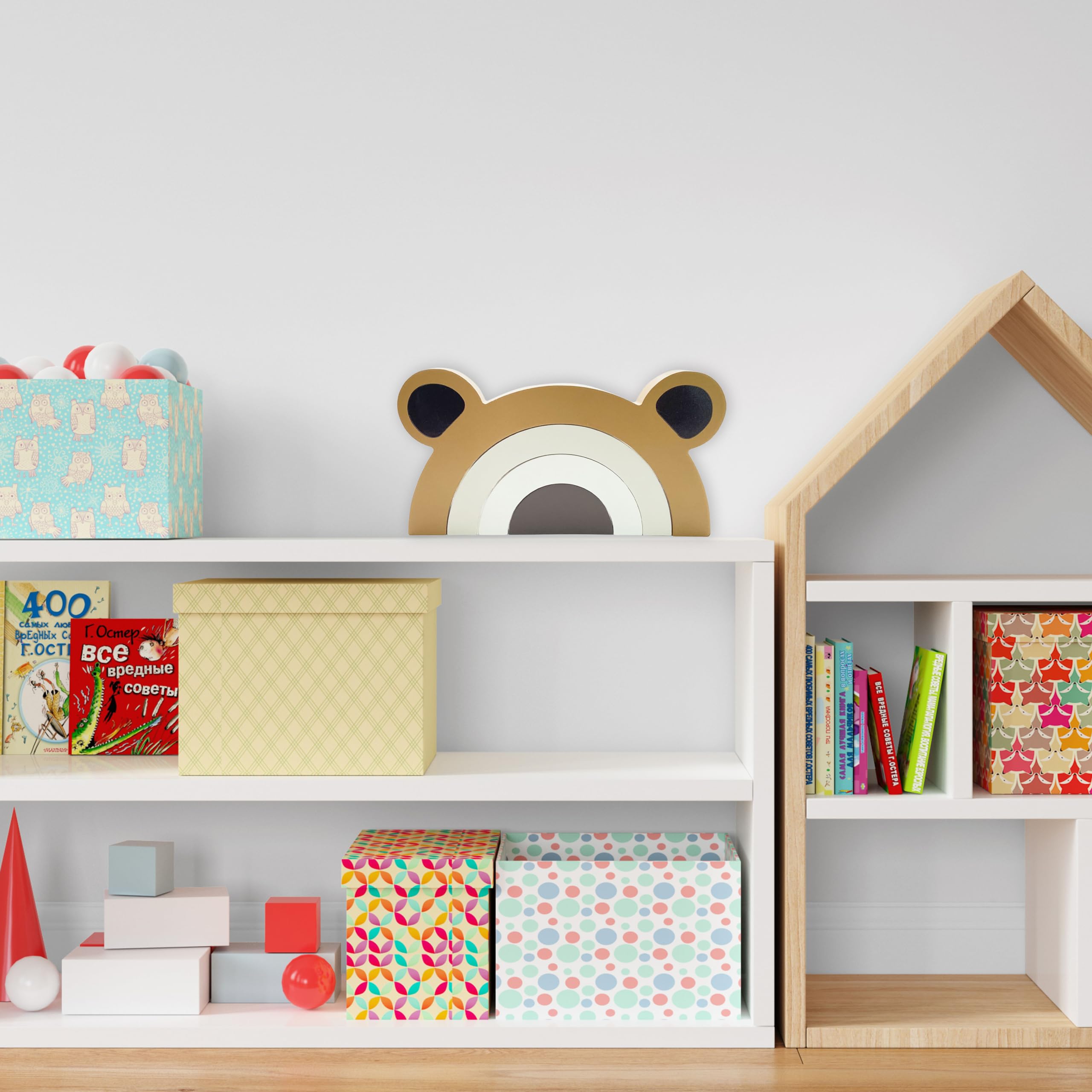 Ajqiomh wooden bear rainbow decor educational stacking, helps little ones with colors and sizes.