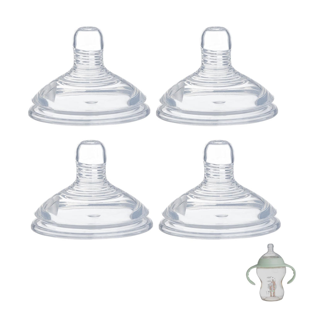 Ajrwiiy 4-pack nipple closeup showing soft silicone for comfortable feeding.