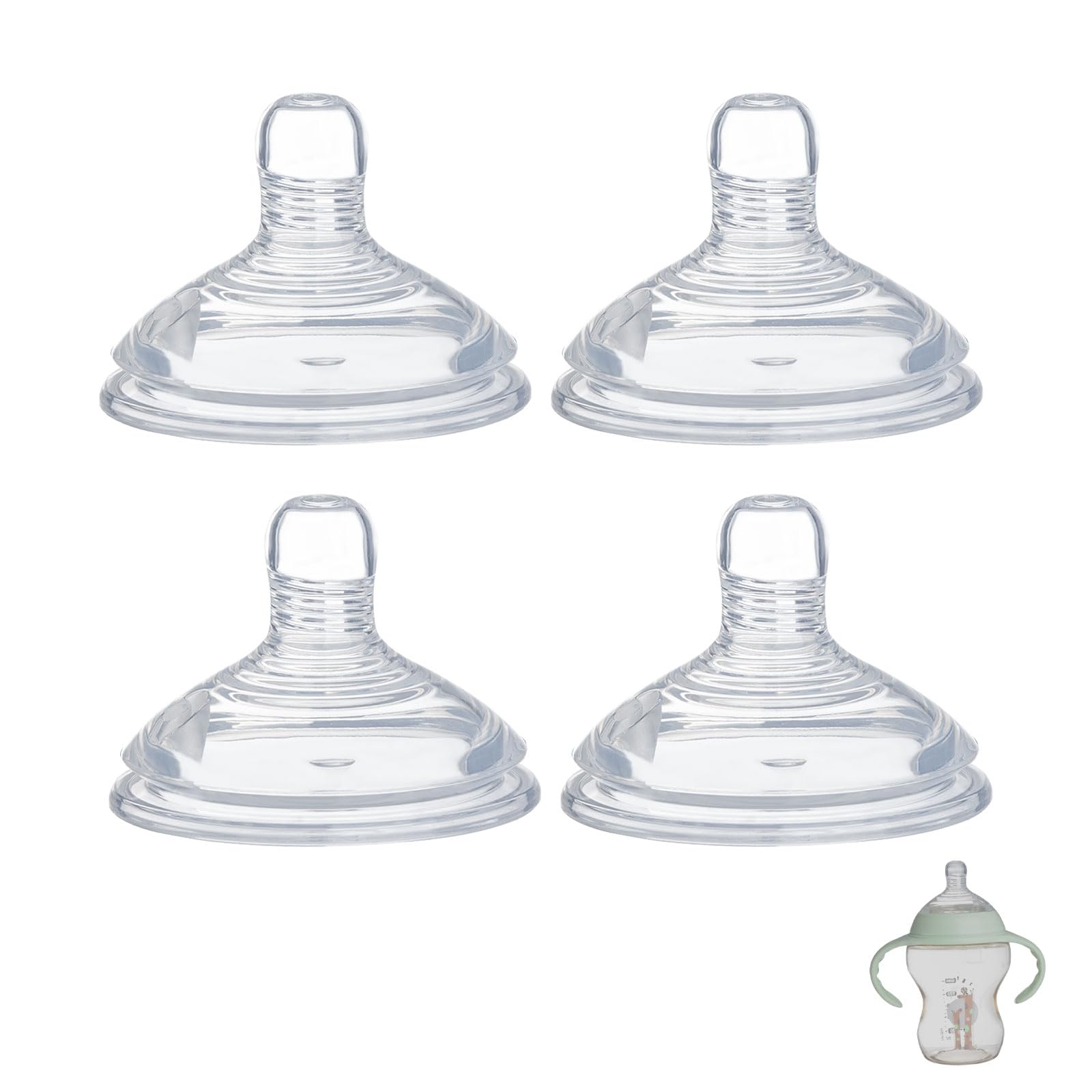 Ajrwiiy 4-pack nipples soft-silicone offer comfortable natural-latch feeding