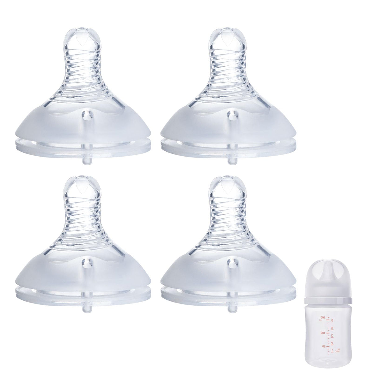 Ajrwiiy 4Pack silicone nipples fit Pigeon bottles for a secure, mess-free feeding experience.