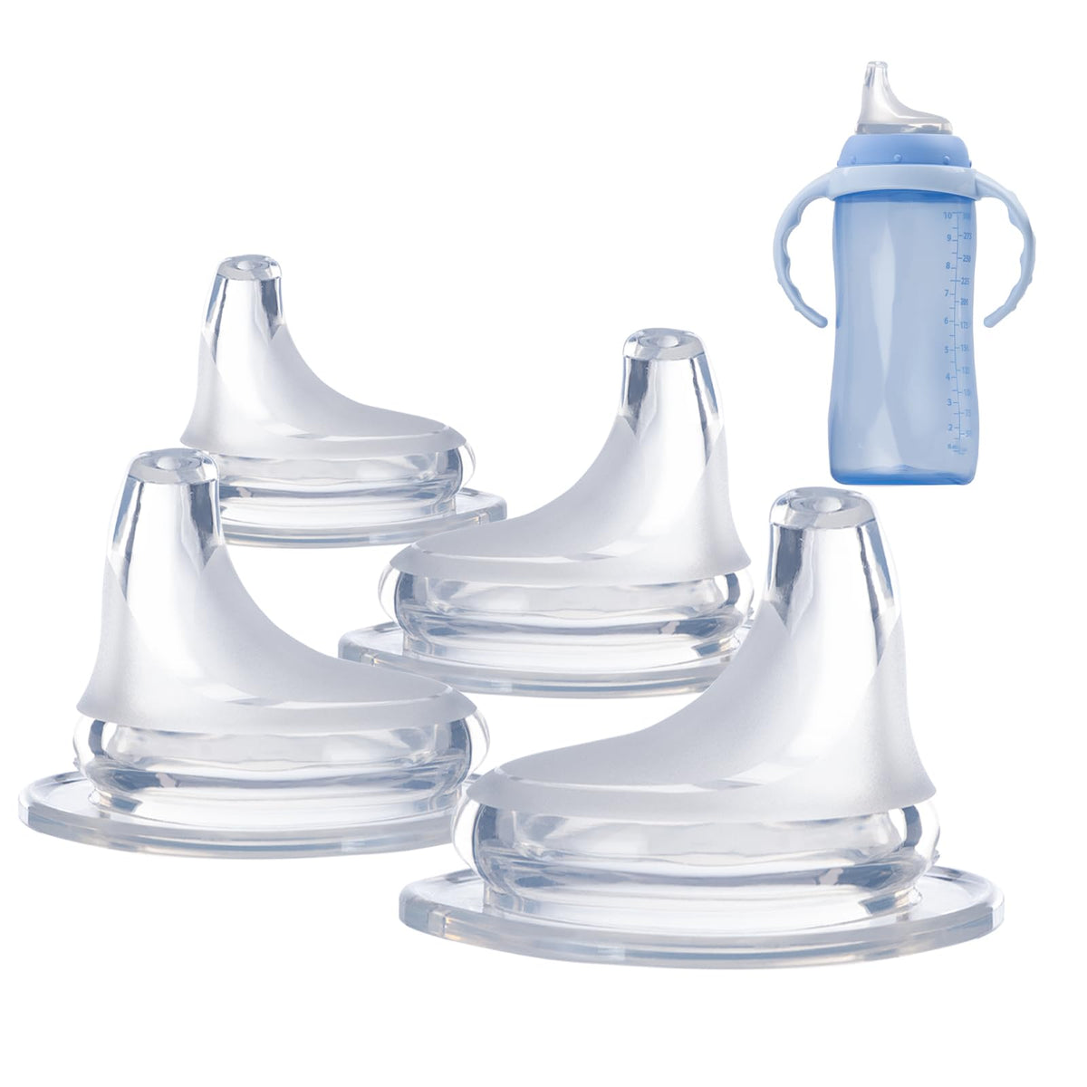 Ajrwiiy 4-pack soft spout for NUK Active cups supports smooth transition and leak-free sipping.