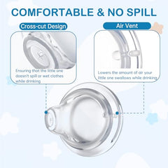 Ajrwiiy cross-cut spill-prevention spout highlights leak-proof design for mess-free meals.