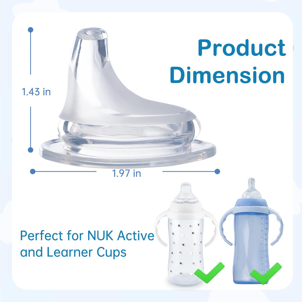 Ajrwiiy Nuk Learner cup-fit spout shows reliable compatibility and easy swaps.