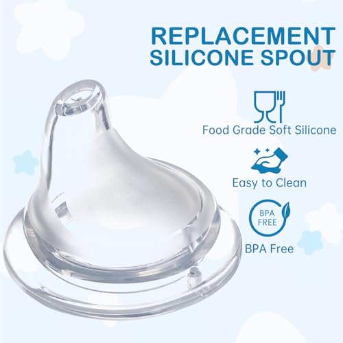 Ajrwiiy soft spout closeup showing gentle silicone for comfortable learning to sip.