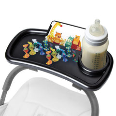 Ajrwiiy stroller snack tray with Graco cup holder for easy reach on family strolls.