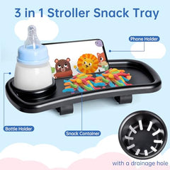 Ajrwiiy stroller snack tray phone holder provides hands-free access during outings.
