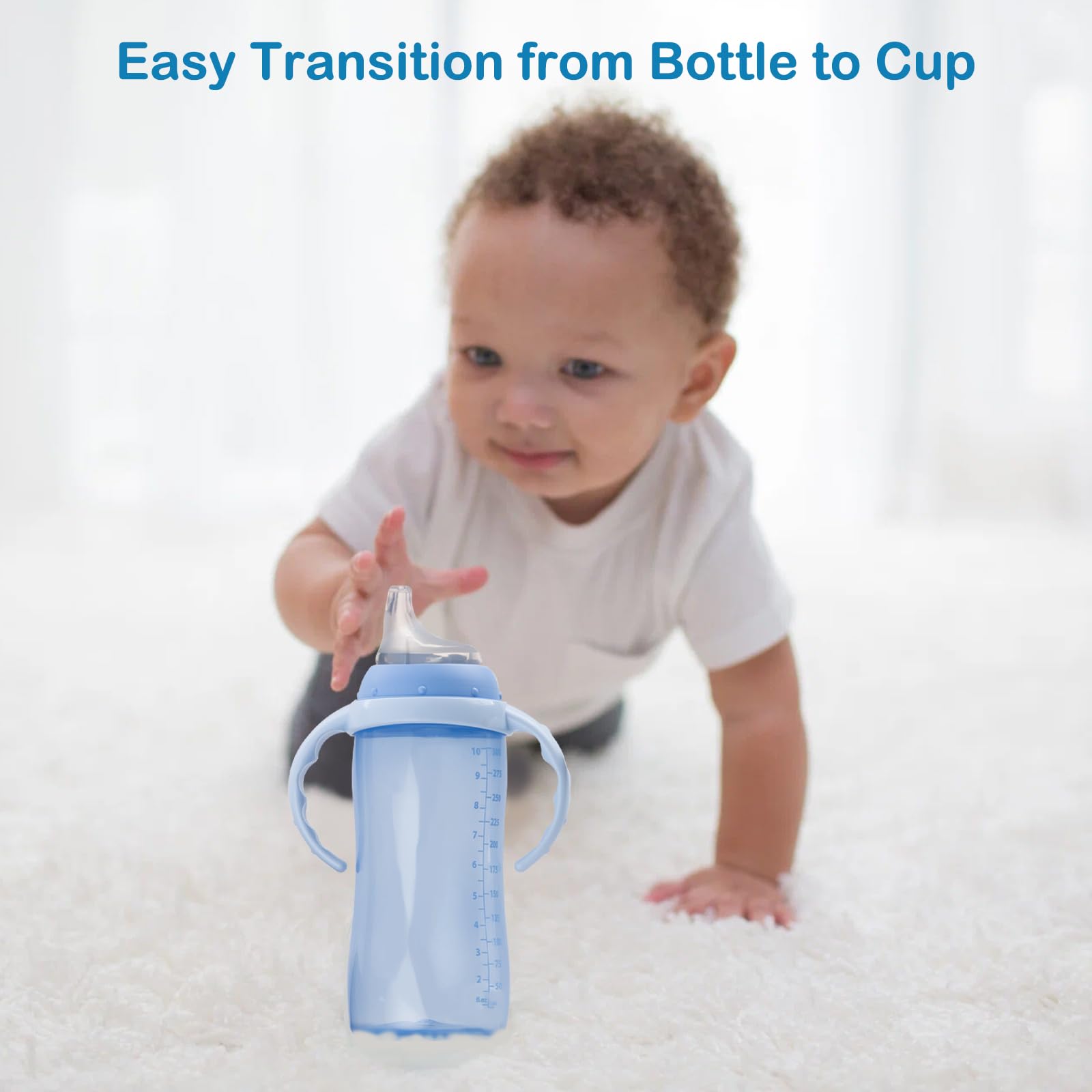 Ajrwiiy transition-friendly spout image highlights smoother bottle-to-cup transition for kids.