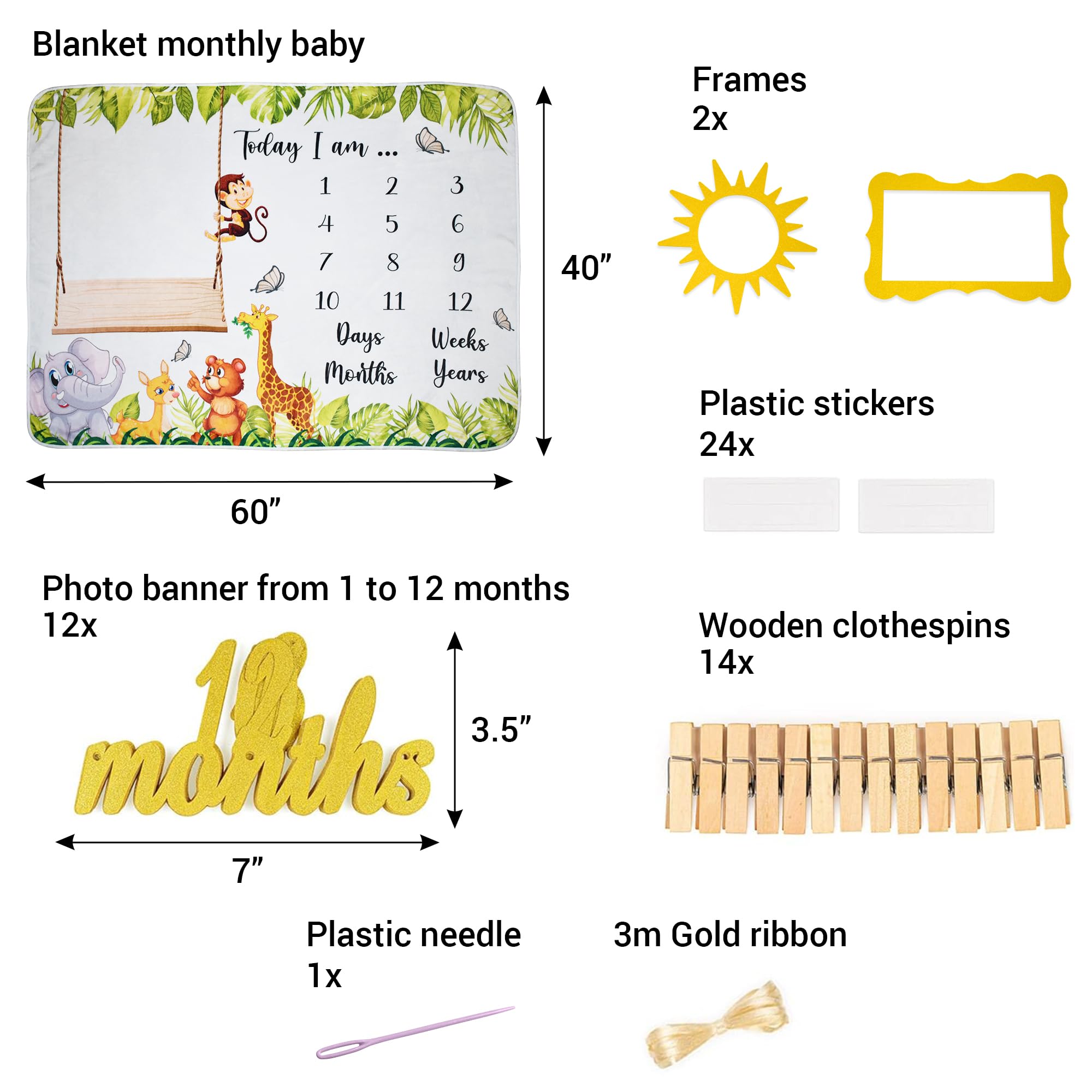 AJS Tots milestone blanket with birthday banner highlights monthly growth in photos