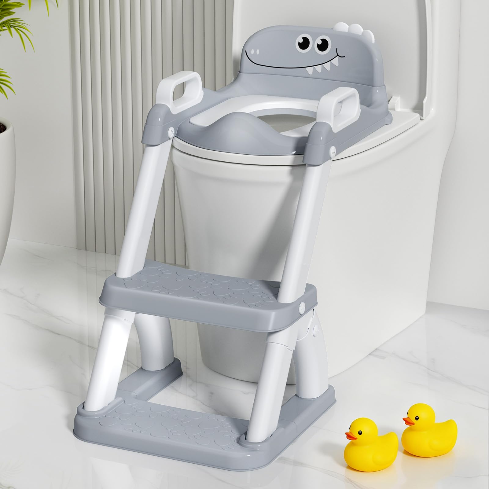 AJVV potty training seat side view, anti-slip pad for safer toddler transitions.