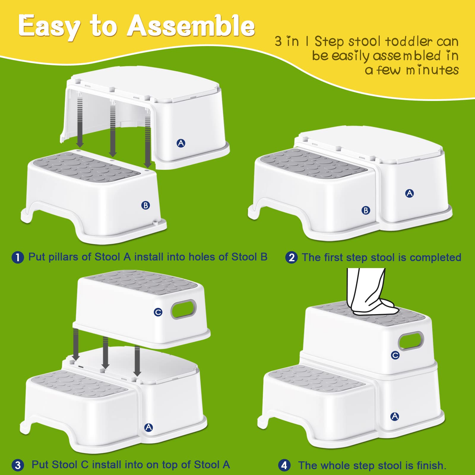 AJVV Toddler Step Stool helps kids reach sink for washing hands
