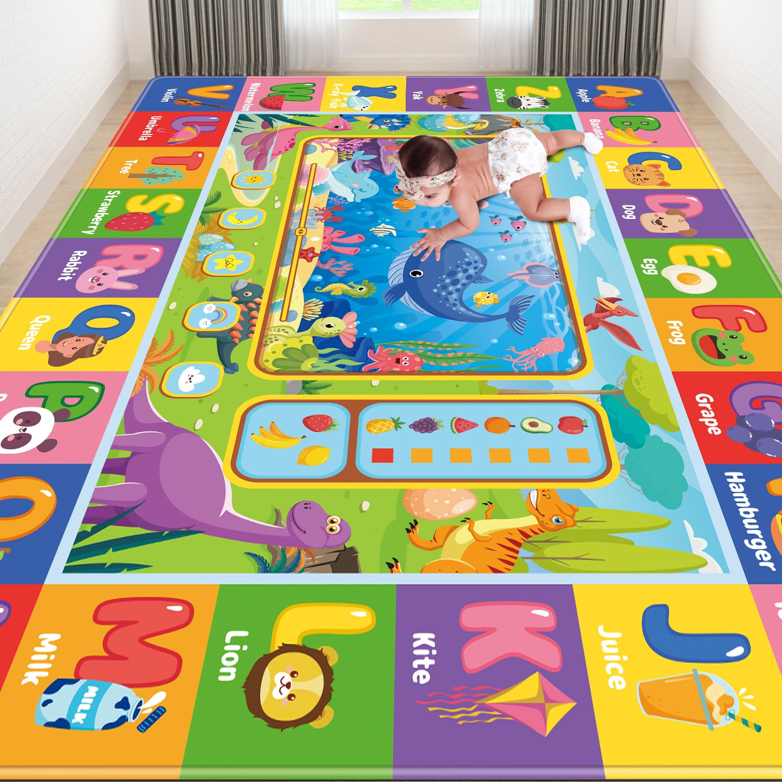 AKASISRUG baby play mat with ABC letters fosters engaging early learning.