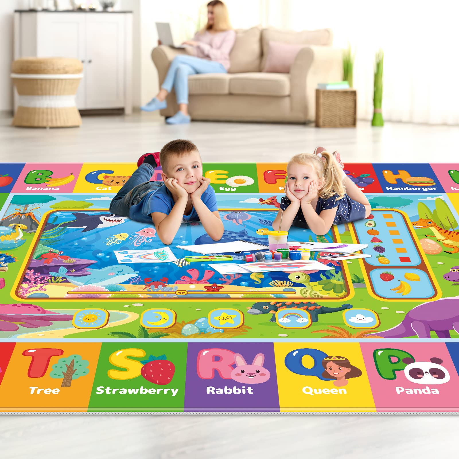 AKASISRUG non-slip backing helps keep the mat in place during play.