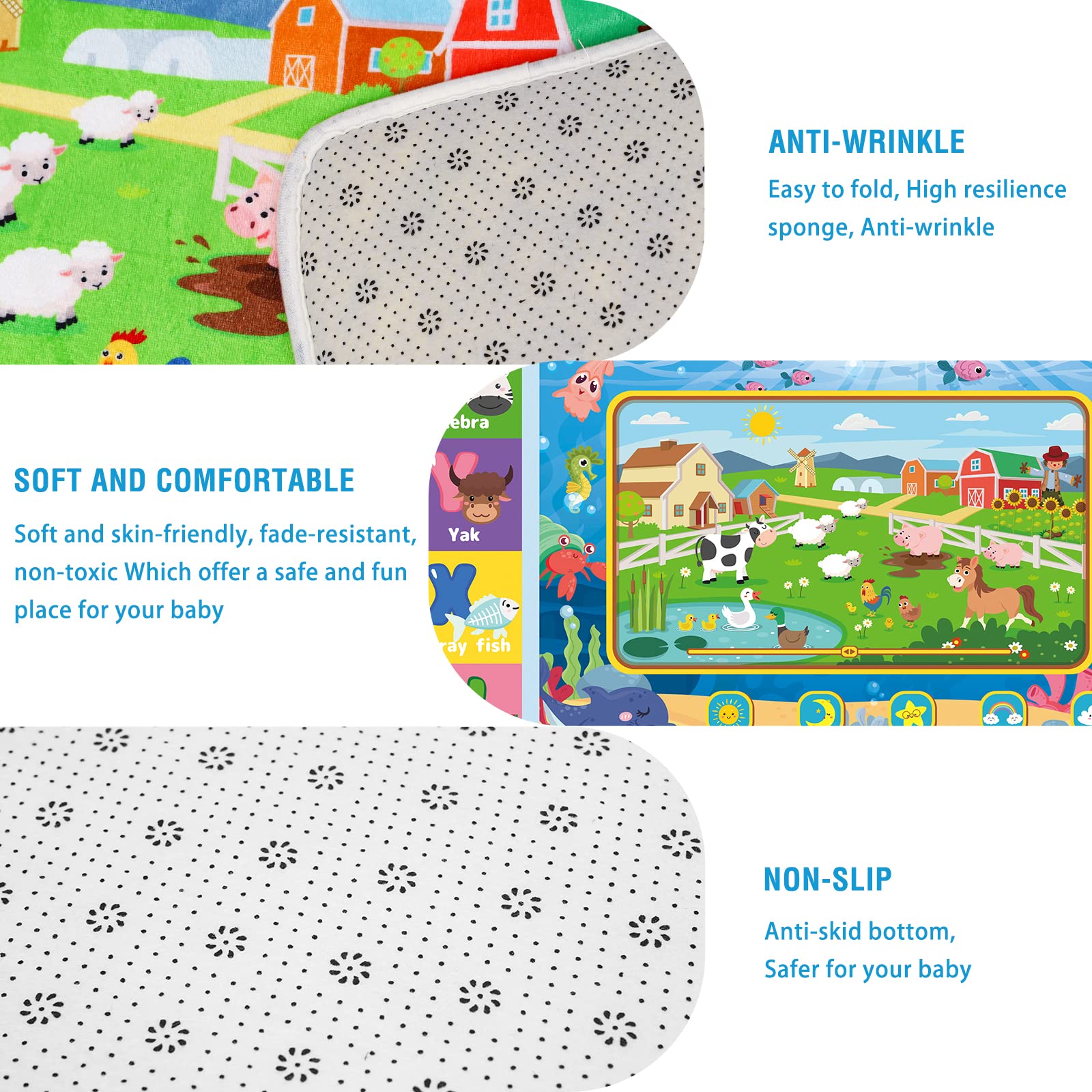 AKASISRUG large 59x39-inch mat offers ample space for play.