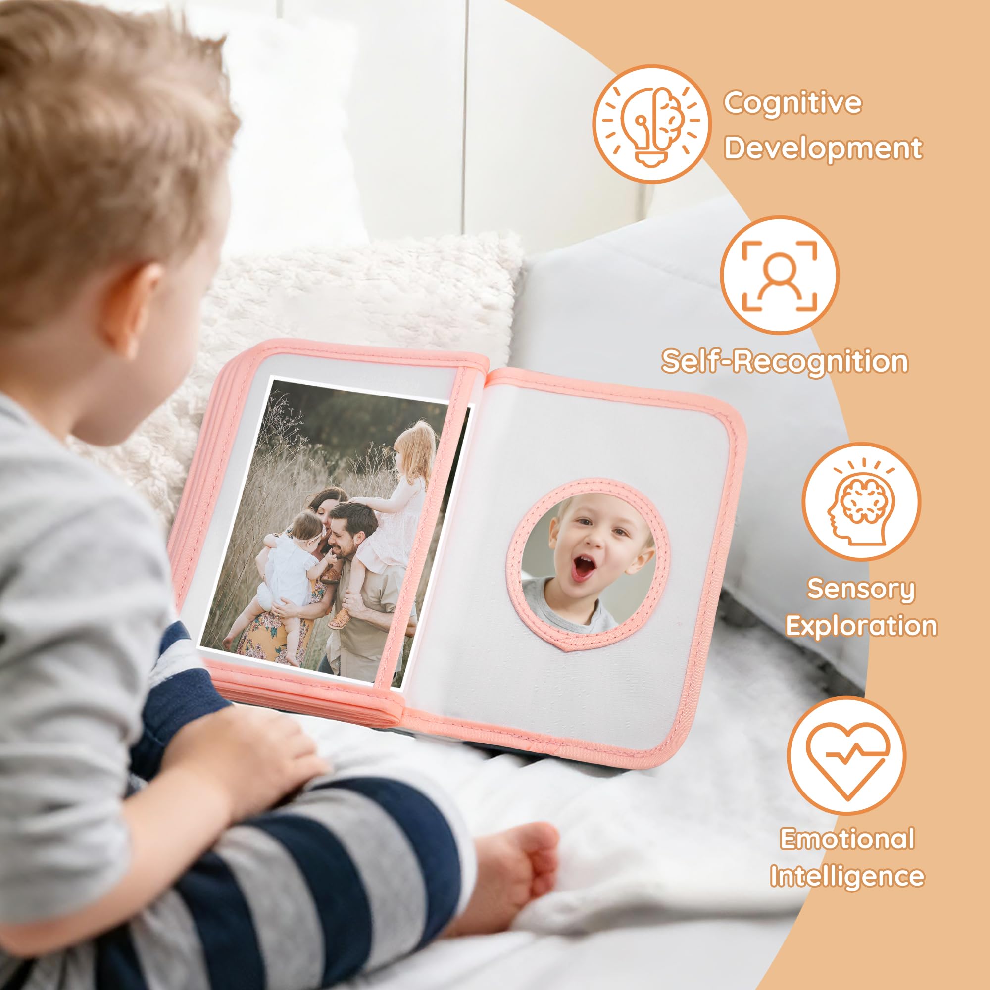 AKAYOK small photo album baby-mirror inside invites curious exploration and family recognition.