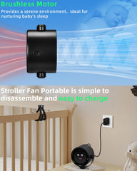 Akejrym Stroller Fan with 4000mAh battery delivering long-lasting cooling during travel.