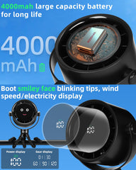 Akejrym Stroller Fan digital display highlights gear and remaining power for easy adjustments.