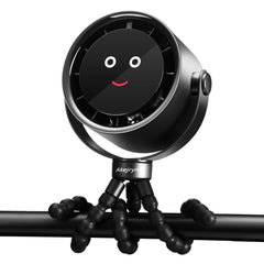 Akejrym Stroller Fan portable front view showing compact cooling for on-the-go comfort.