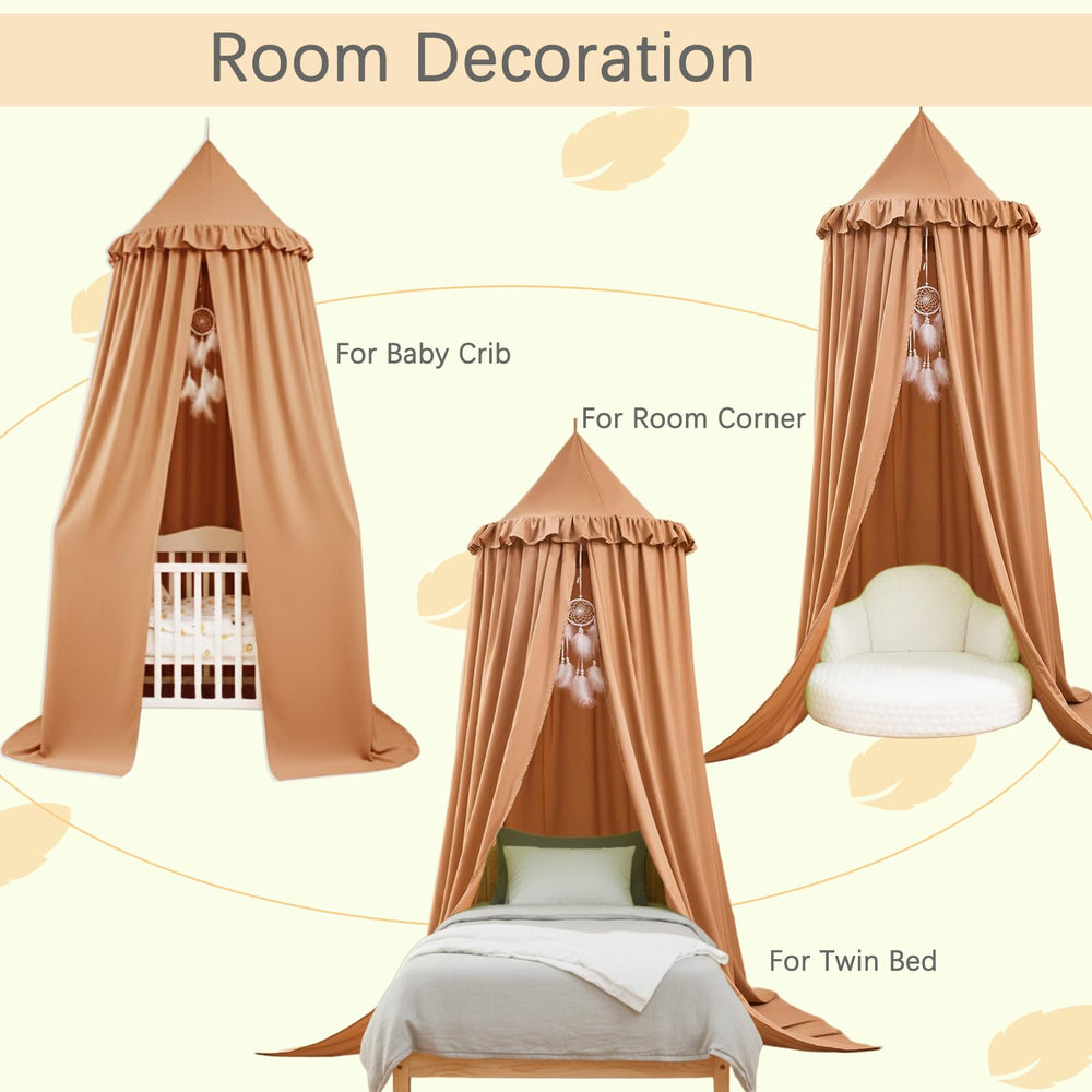 Akiky canopy over crib to twin bed illustrating adjustable size and versatility