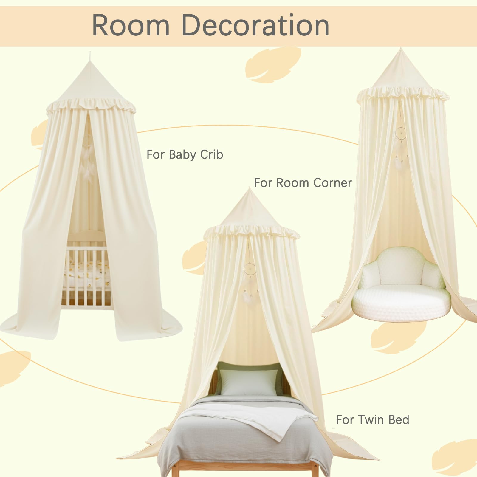 Akiky growth-ready canopy showing crib-to-twin fit and tall height.