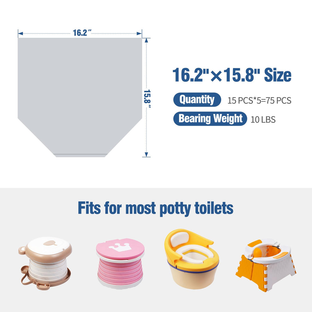 AKIMRABY compact travel pouch beside liners for on-the-go potty training.