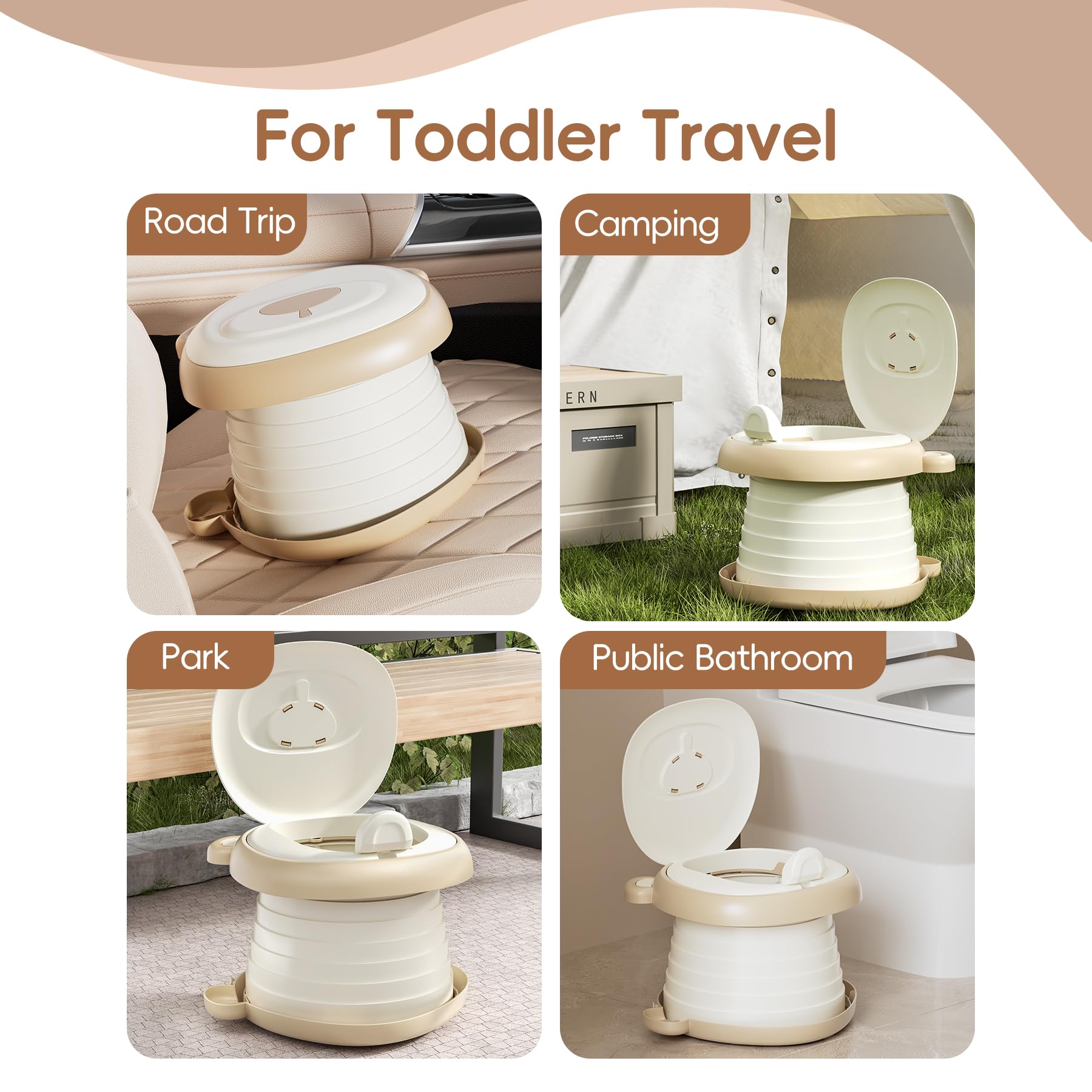 AKIMRABY Travel Potty Seat in car-use setup for on-the-go bathroom needs