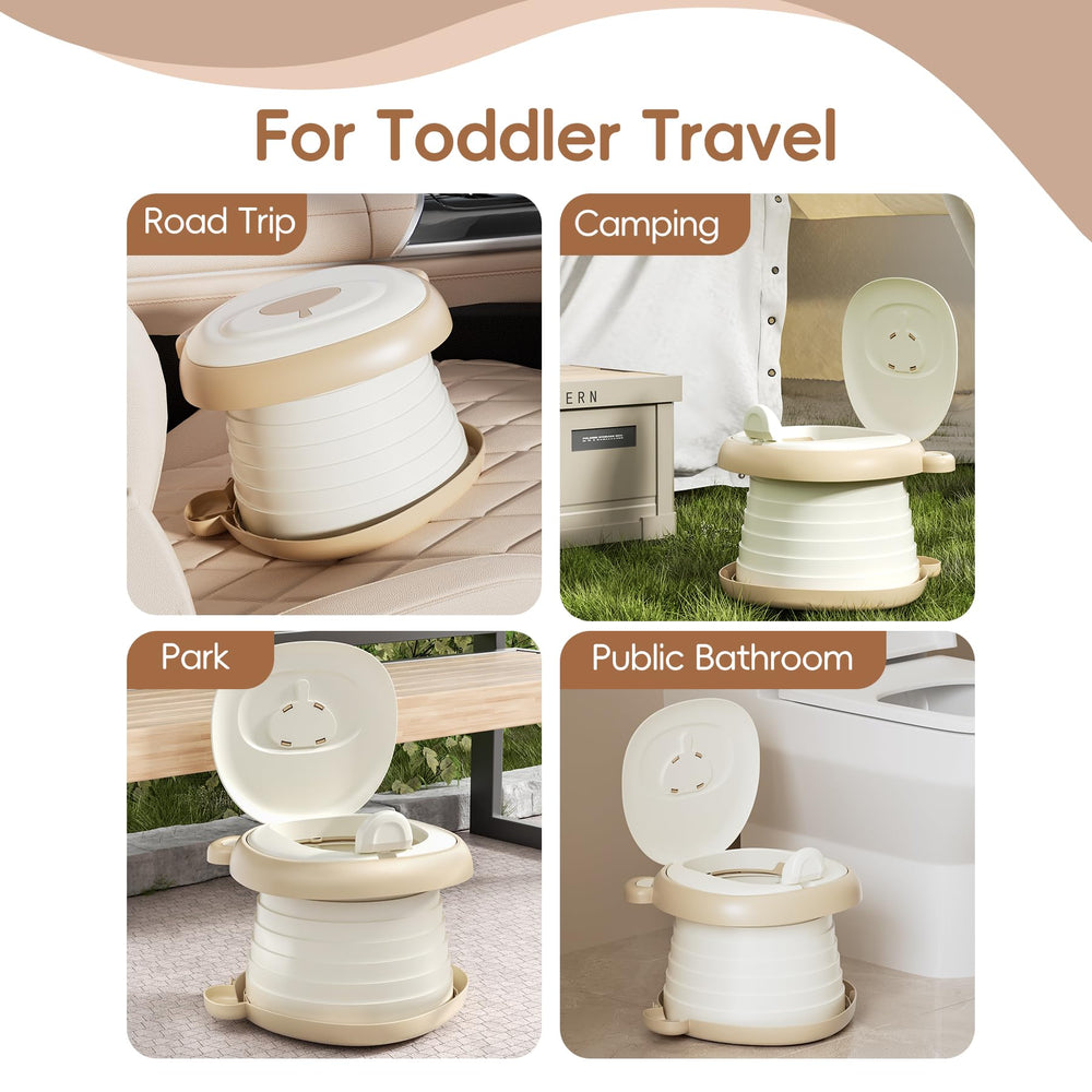 AKIMRABY Travel Potty Seat in car-use setup for on-the-go bathroom needs
