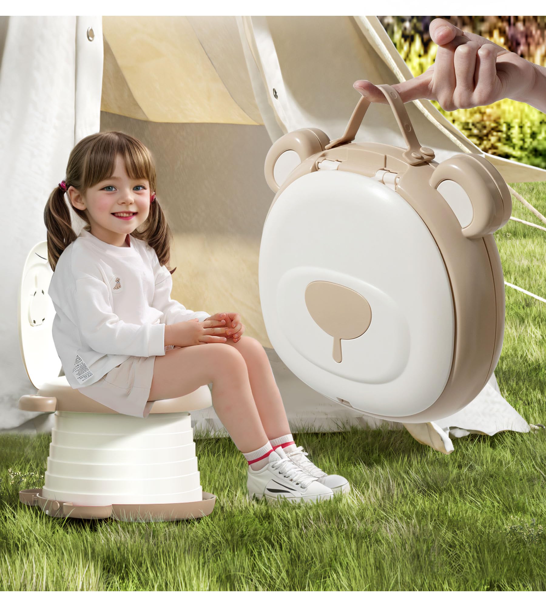 AKIMRABY Travel Potty Seat open design, ideal for quick bathroom access during road trips