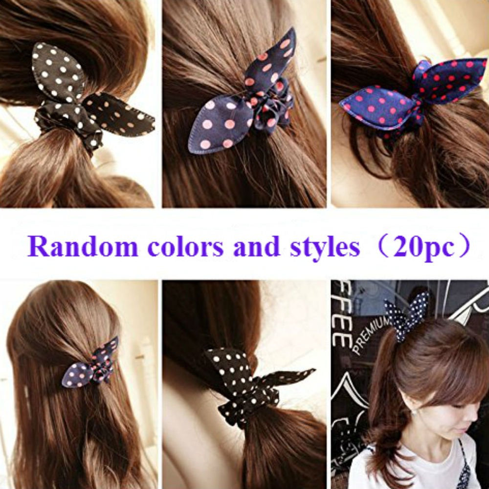 AKOAK 20-count rabbit ear hair ties pack ready for multiple hairstyles.