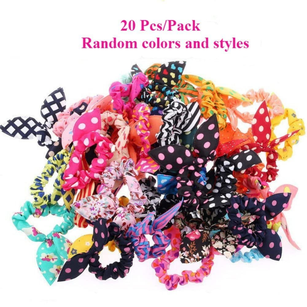 AKOAK assorted colors rabbit ear hair ties demonstrating vibrant color options for outfits.