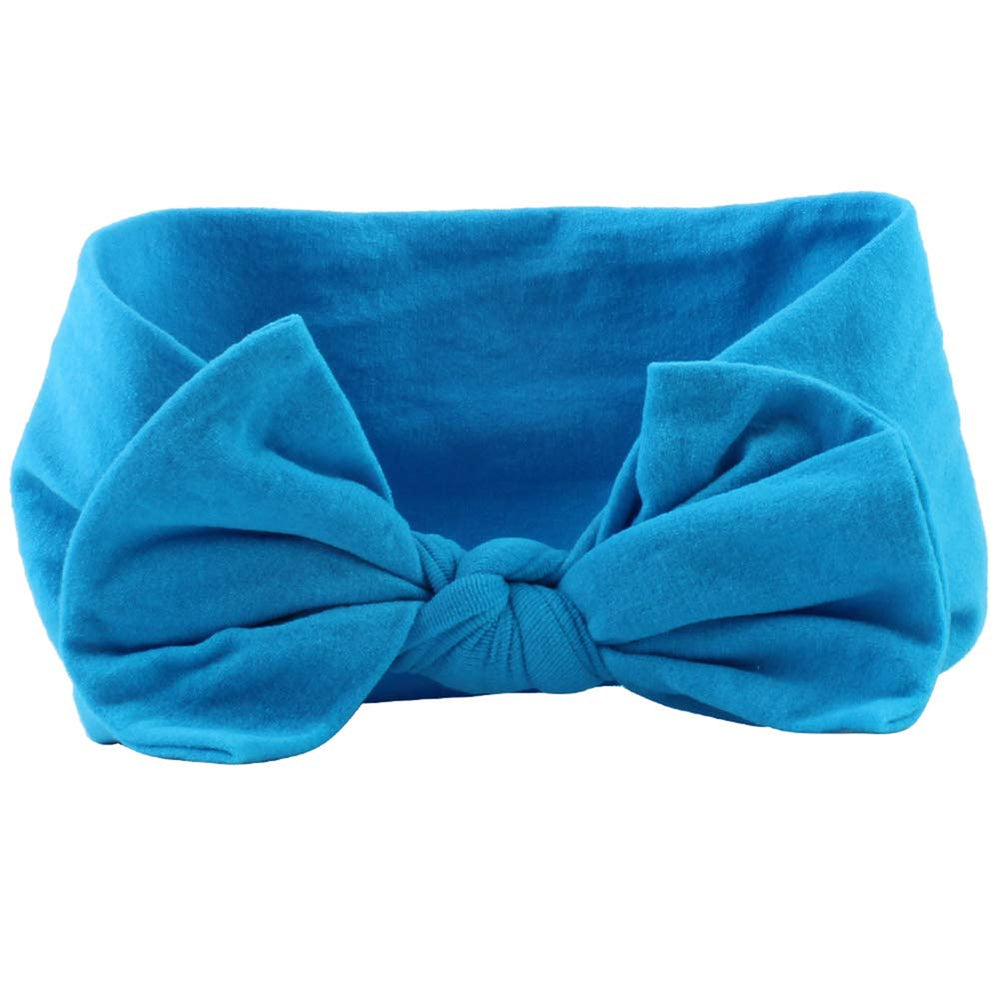 AKOAK baby headband blue close-up fabric texture and smooth finish.