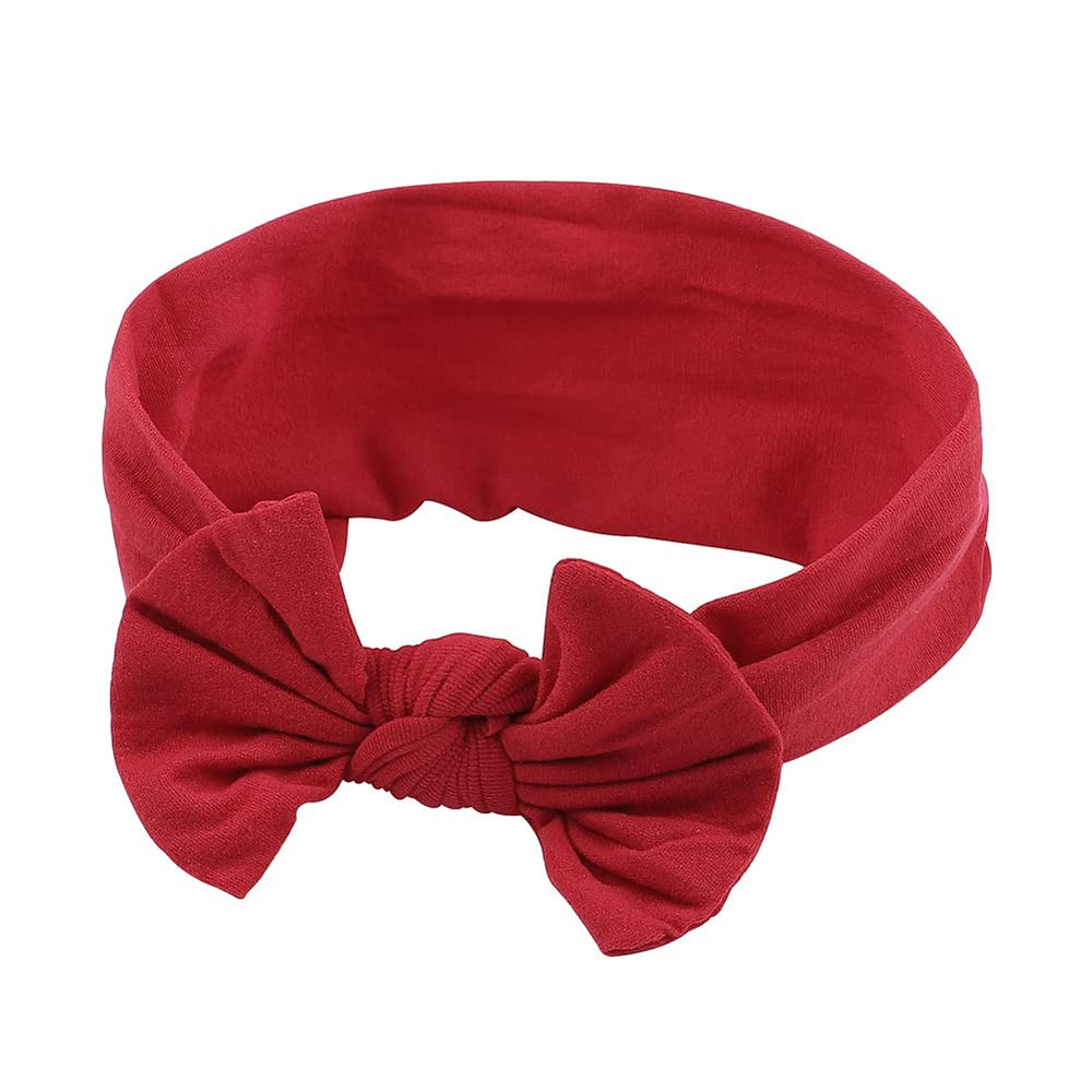 AKOAK baby headband red back view emphasizes even stretch and secure fit