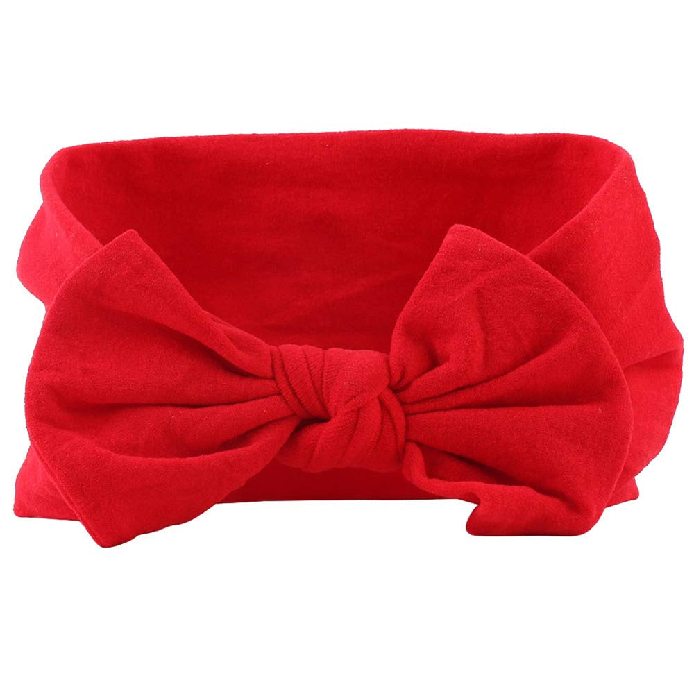 AKOAK baby headband red side view shows soft elasticity for snug comfort