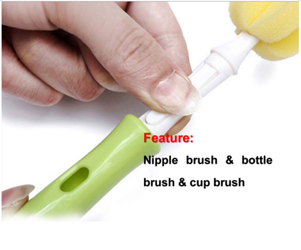 AKOAK rotate-head brush aids reaching hard-to-clean bottle areas.
