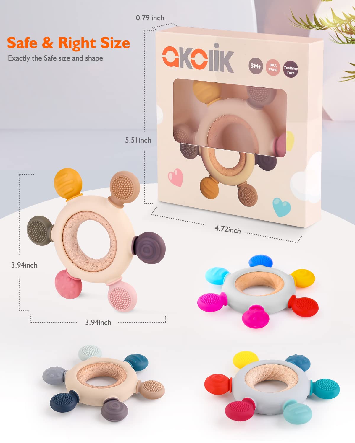 Akolik teether suitable for fridge cooling to soothe gums