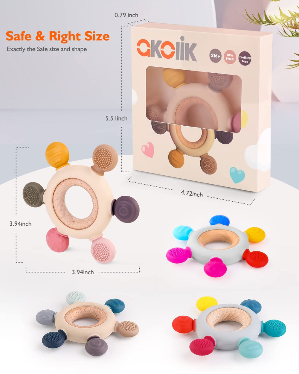 Akolik teether suitable for fridge cooling to soothe gums