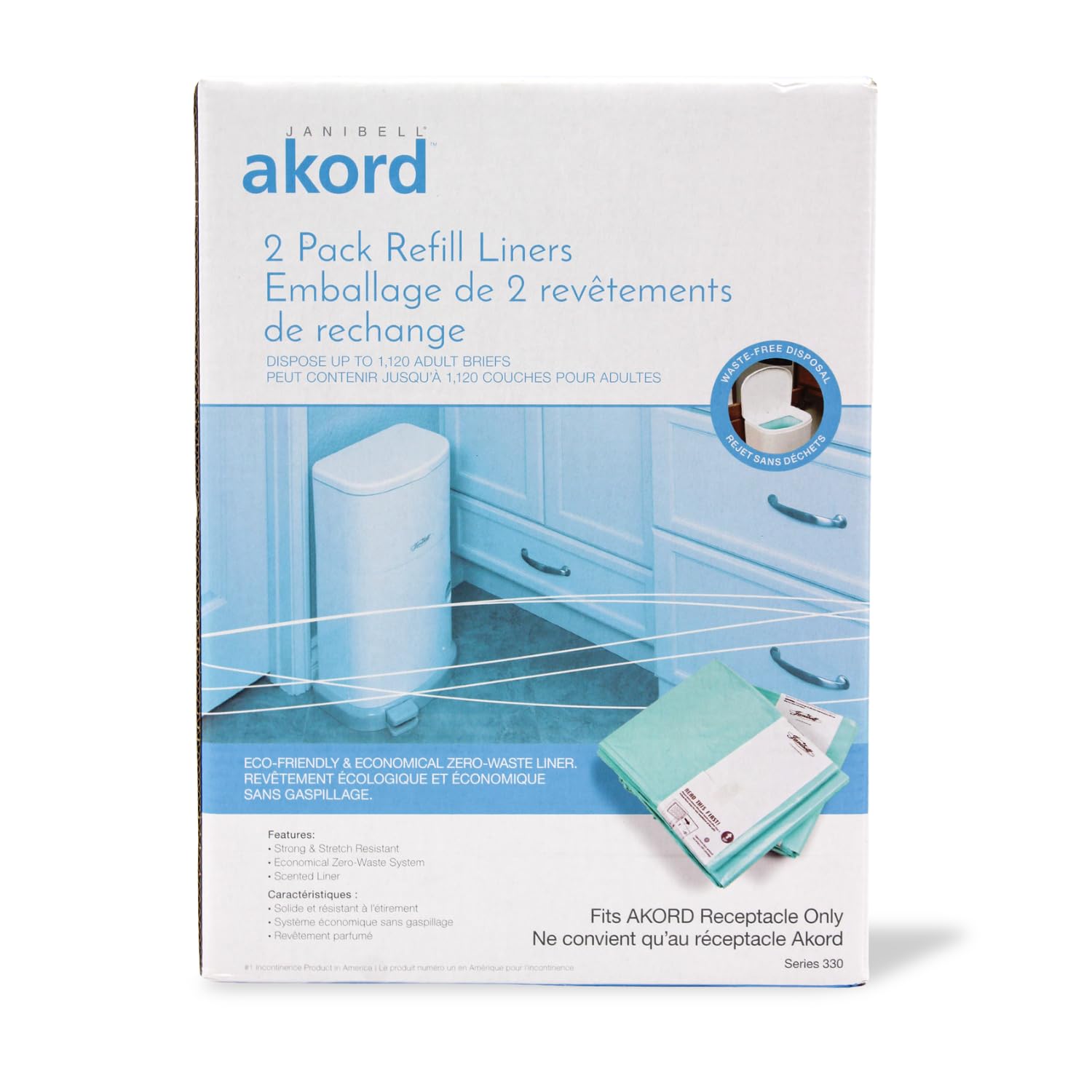 AKORD Janibell Akord 330 refill liner close-up showing odor-locking seal for freshness.