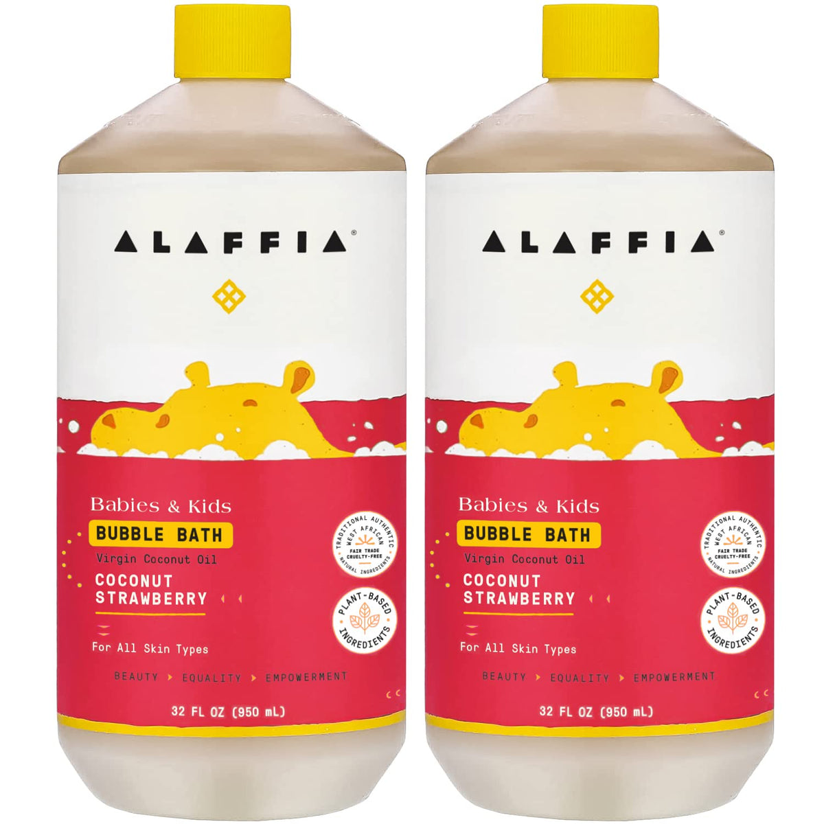 Alaffia Babies Bubble Bath bottle poured for a gentle, soothing bath.