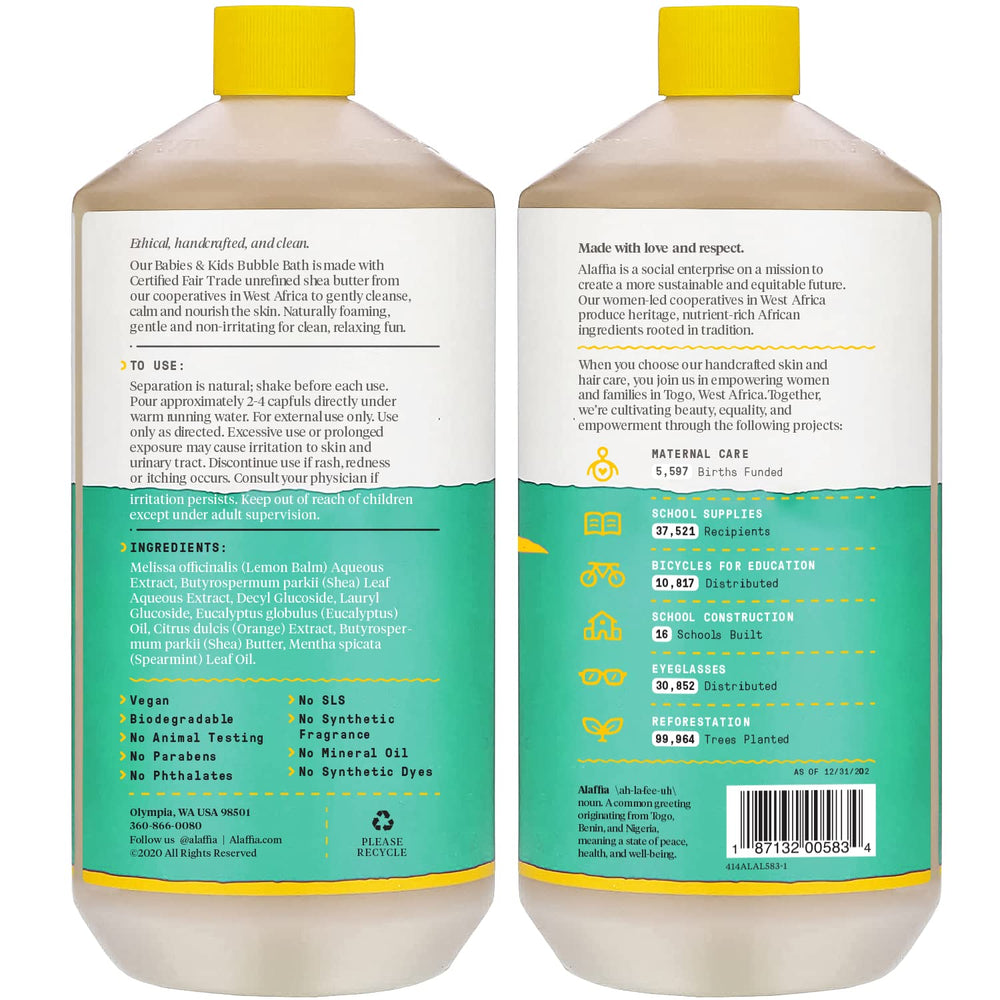 Alaffia Babies and Kids Bubble Bath set creates long-lasting foam for kids