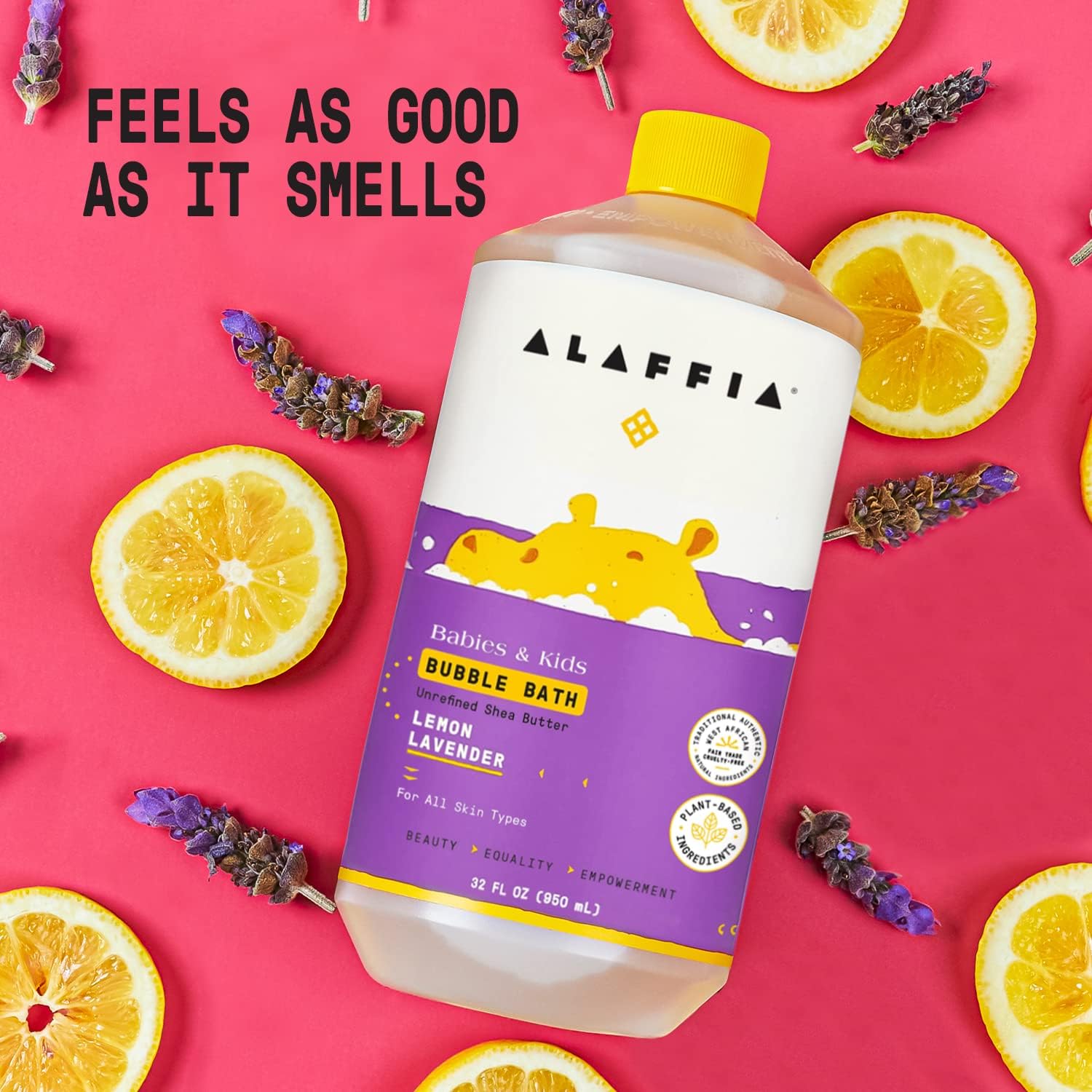 Alaffia pump bottle; easy dispensing supports daily bath routines.