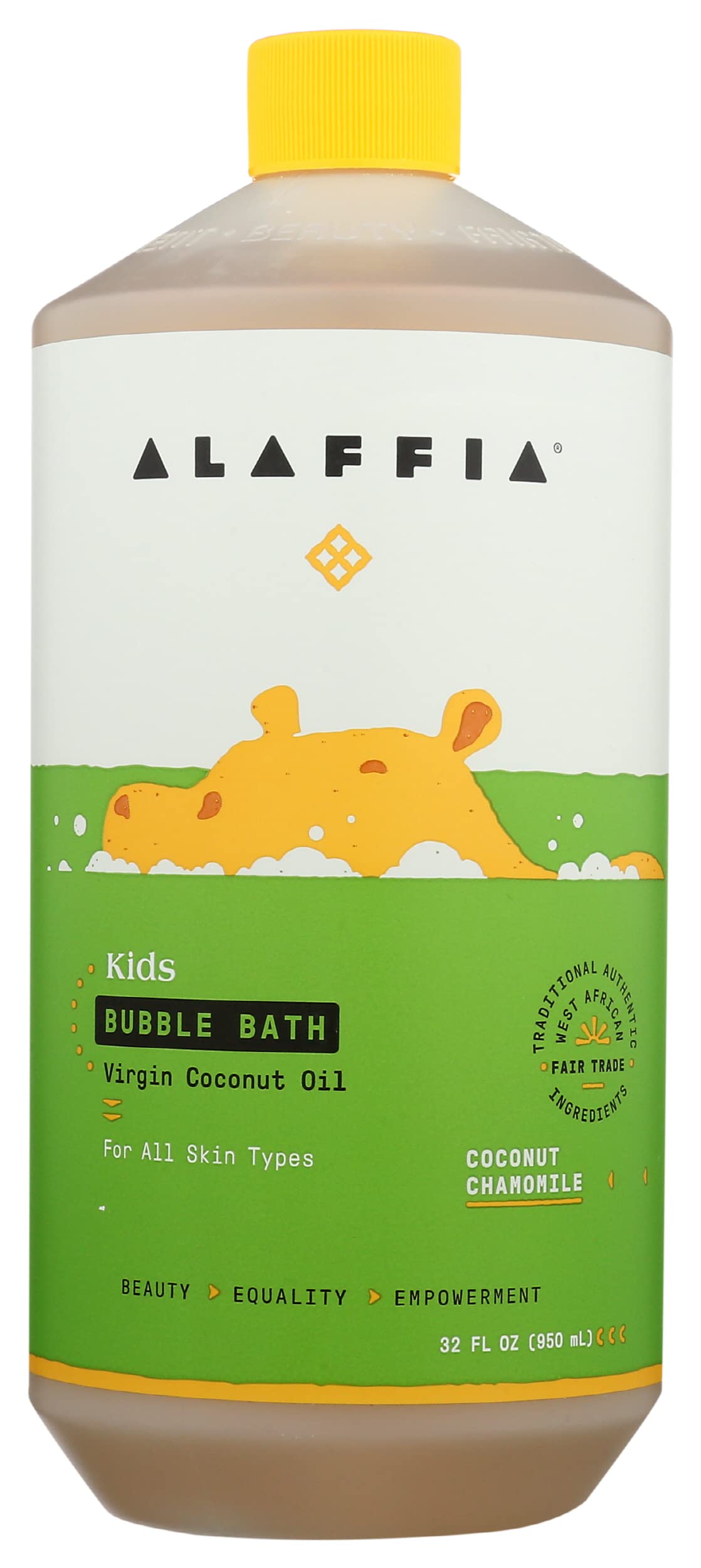 Alaffia Baby and Kids Coconut Chamomile Bubble Bath bottle for gentle bath time cleansing