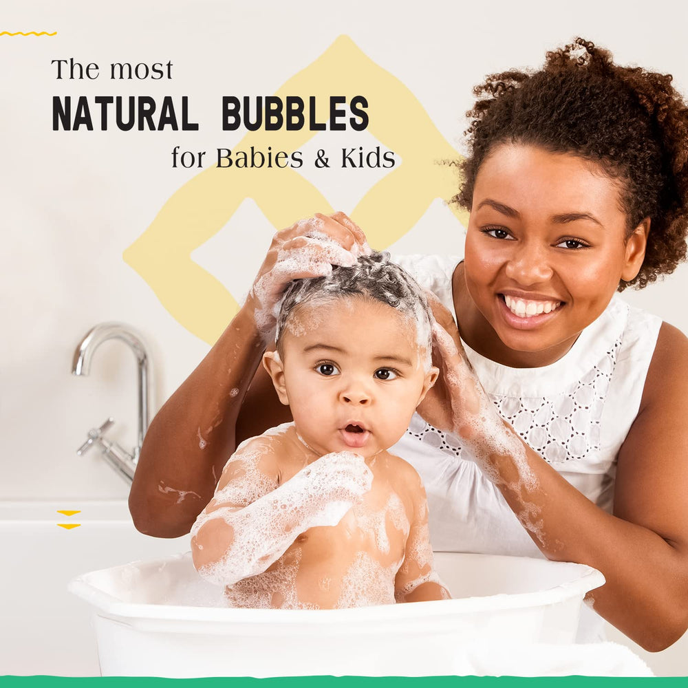Alaffia Bubble Bath close-up shows creamy shea butter nourishing delicate skin