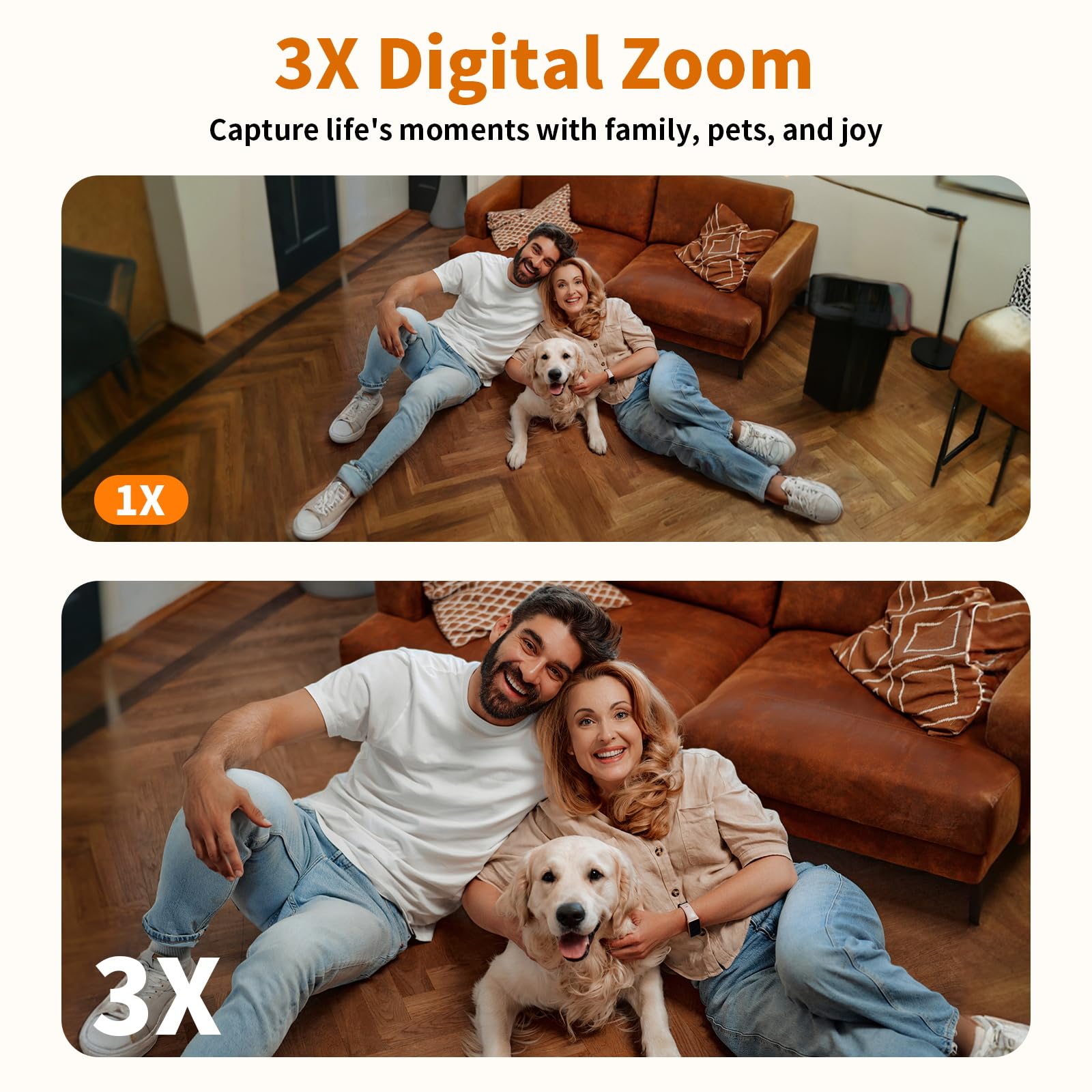 Alaga 2K indoor camera image highlights 1-month cloud storage included.