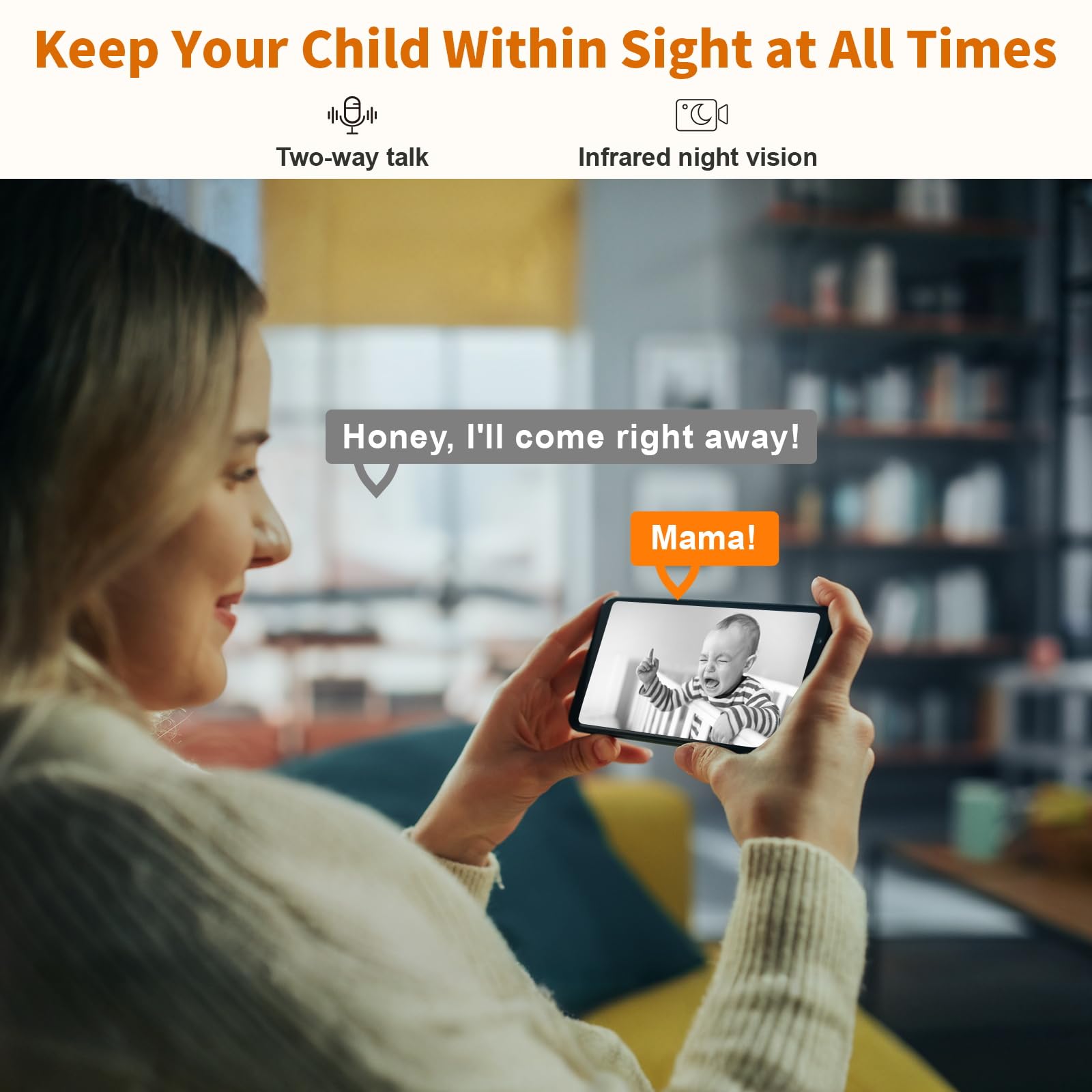 Alaga 2‑way audio with built-in siren lets you talk and deter intruders.