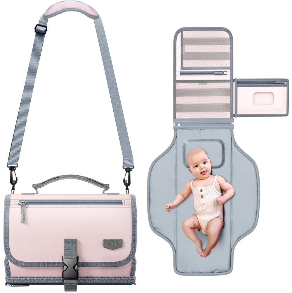 Alatino portable changing pad folded travel case provides compact storage on trips.