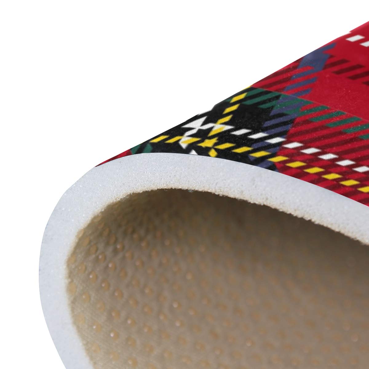 ALAZA machine-washable, non-slip plaid carpet for versatile indoor use.