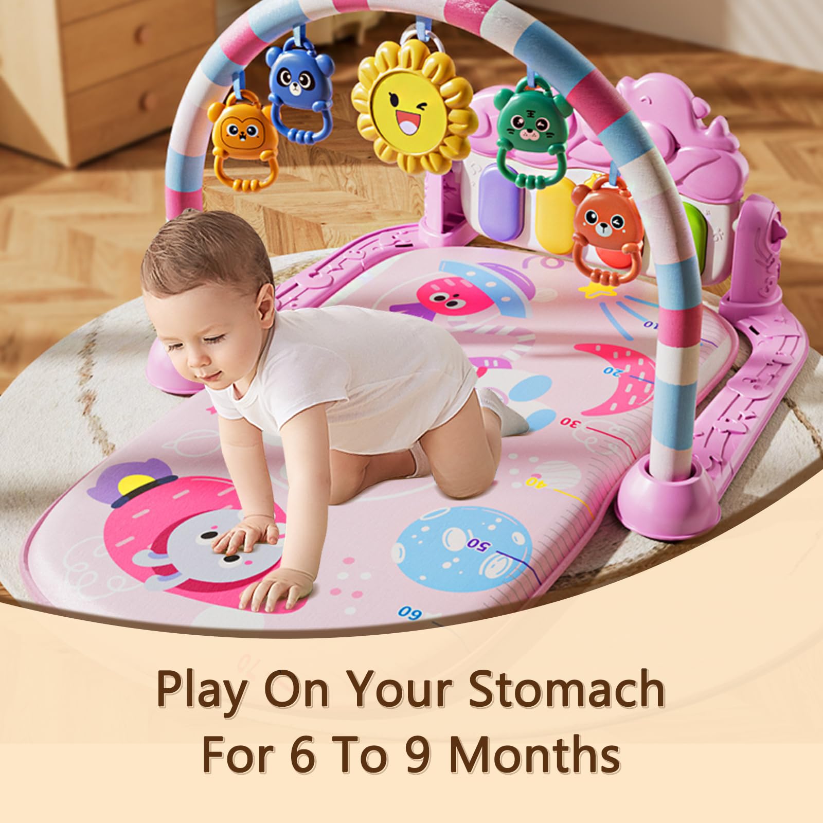 ALB Alive Lovely Baby light-up activity panel engages visual tracking during play