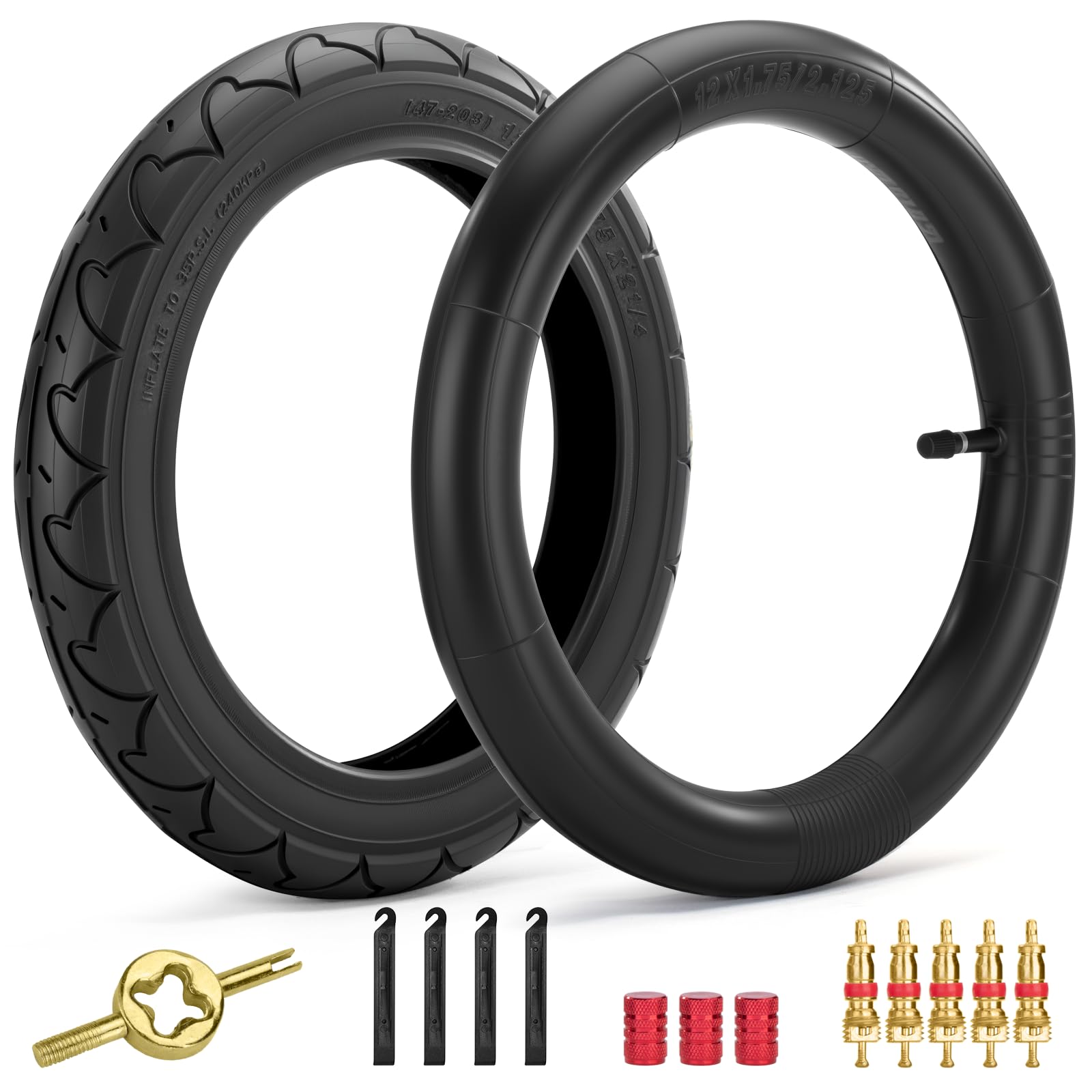 Aledaras front tire set focuses on the 12-12.5 inch fit for smoother stroller rides