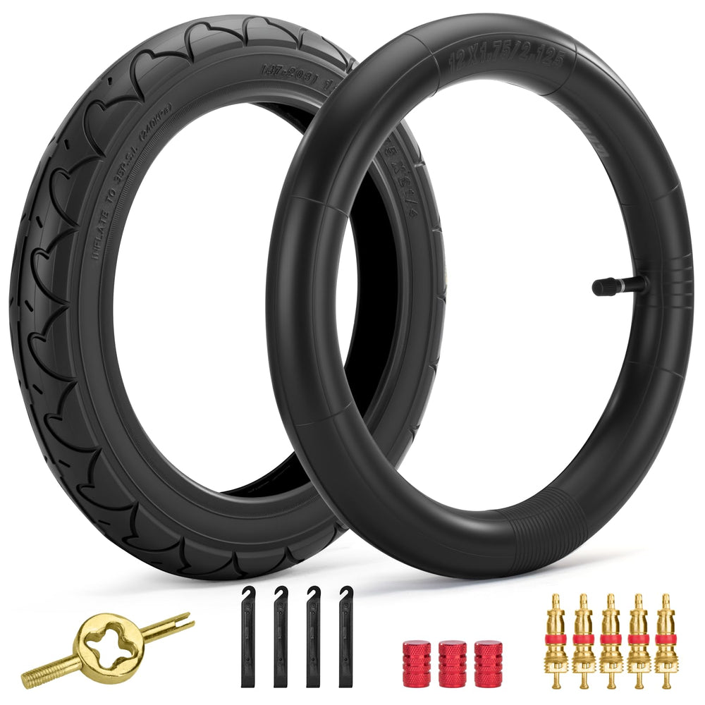 Aledaras front tire set focuses on the 12-12.5 inch fit for smoother stroller rides